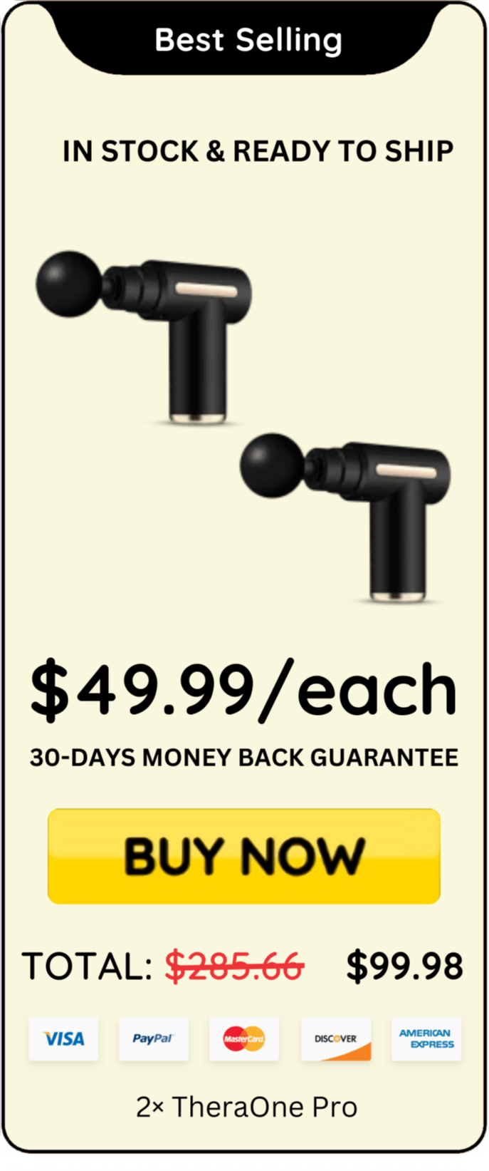 TheraOne Pro Massage Gun package price 